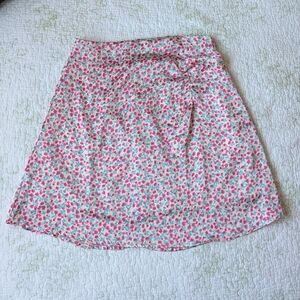 Japna Pink and Green Floral A-Line Mini Skirt Sz.M